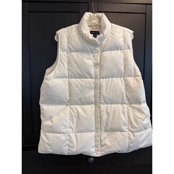 Lands' End Womens 2X White Down Filled Puffer Vest Sleeveless Outerwear 20W-22W - Picture 1 of 8